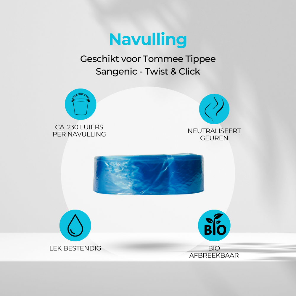 Navulling geschikt voor Tommee Tippee Twist & Click en Sangenic Systeem