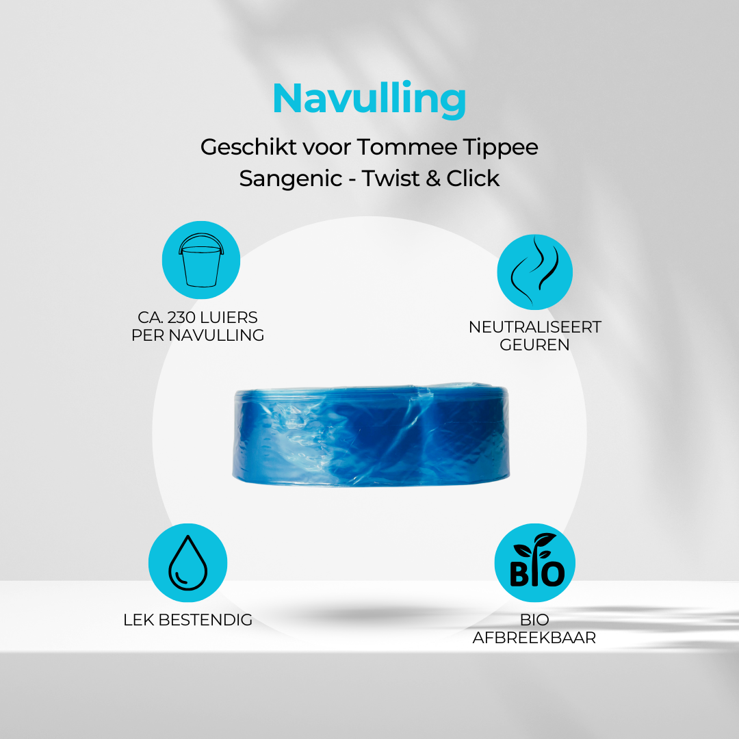 Navulling geschikt voor Tommee Tippee Twist & Click en Sangenic Systeem